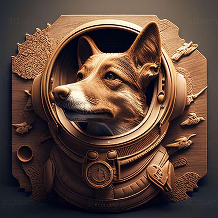 3D модель Храбрый космонавт собака известное животное (STL)